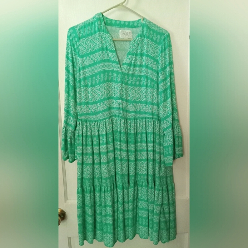 Destination 365 Tiered Bell Sleeve Dress SIZE S